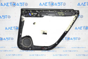 Door trim card rear left VW Passat b8 16-19 USA black with dark gray wood trim, broken fastener