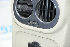Central console armrest and cup holder VW Tiguan 09-17 beige leather scratches, without plugs, broken air duct