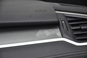 Torpedo front panel with AIRBAG Honda Civic X FC 16-21 black, worn overlay
