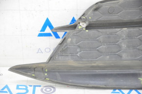 Bumper grille left Honda Civic X FC 16-19 structure, without fog lights, broken fasteners, tear, scratches