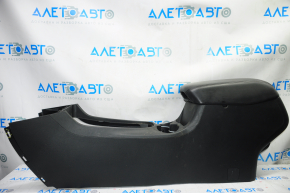 Console center armrest and cup holders Jeep Cherokee KL 14-18 black leather, black stitching, scratches