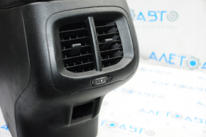 Console center armrest and cup holders Jeep Cherokee KL 14-18 black leather, black stitching, scratches