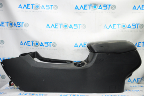 Console center armrest and cup holders Jeep Cherokee KL 14-18 black leather, white stitching, scratches