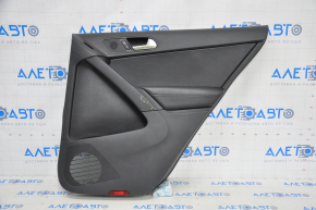 Door trim card rear right VW Tiguan 09-17 black leather broken trim, scratches, whitened plastic, dented
