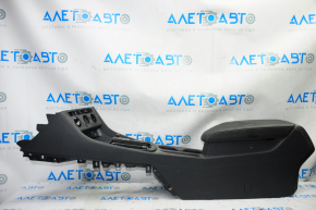 Central console armrest and cup holders VW Jetta 19-21 leather black, black stitching, scratches