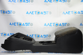 Central console armrest and cup holders VW Jetta 11-18 USA leather black, under armrest, under lock release button, under multimedia unit type 1, for dry cleaning, scratches