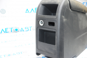 Central console armrest and cup holders VW Jetta 11-18 USA leather black, under armrest, under lock release button, under multimedia unit type 1, for dry cleaning, scratches