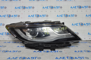 Front right headlight complete Lincoln MKC 15-19 xenon, with cover and mount, broken mount