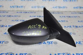 Side mirror right assembly Honda Accord 13-17 3 pins, graphite, cracked plastic