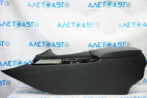 Console center armrest and cup holders Infiniti QX50 19-25 leather, black, scratches