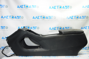Console center armrest and cup holders Chrysler 200 15-17 black leather, black stitching, cup holders black structure, water damage, scratches