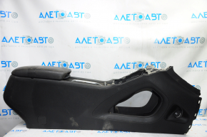 Console center armrest and cup holders Chrysler 200 15-17 black leather, black stitching, cup holders black structure, water damage, scratches