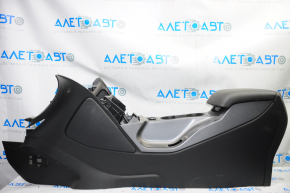 Central console armrest and cup holders Ford Escape MK3 13-16 black leather, scratches, without plugs