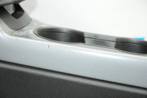 Central console armrest and cup holders Ford Escape MK3 13-16 black leather, scratches, without plugs