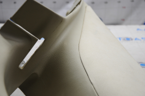 Upper left rear pillar trim Lincoln MKZ 13-16 beige, complete, broken fastener, needs re-stitching, plastic turned white