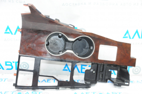 Center console trim wood cup holders Lexus RX350 RX450h 16-19 black, dark wood insert