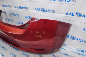 Rear bumper bare Nissan Leaf 13-17 red, minor scratches, broken fasteners