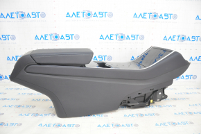 Central console armrest and cup holders Tesla Model 3 18-20 leather black, glossy trim, scuffed, without wiring