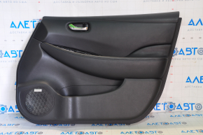 Door trim card front right Nissan Leaf 13-17 black with black insert leather, armrest leather, scratches, BOSE