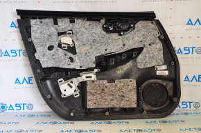 Door trim card front right Nissan Leaf 13-17 black with black insert leather, armrest leather, scratches, BOSE