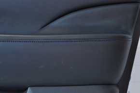 Door trim card front right Nissan Leaf 13-17 black with black insert leather, armrest leather, scratches, BOSE