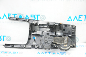 Center console trim with cup holders Nissan Pathfinder 13-20 fwd, wood, heated seats, scratches