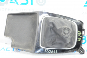 Mazda 6 shifter pad 13-15 pre-rest, manual transmission, black, leather, broken crepe, leather tear