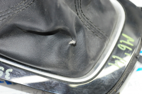 Mazda 6 shifter pad 13-15 pre-rest, manual transmission, black, leather, broken crepe, leather tear