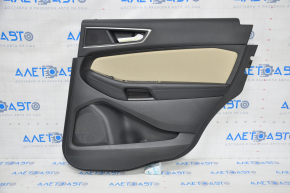 Door trim card rear right Ford Edge 15-18 black leather with beige insert worn