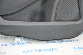 Door trim card rear left Ford Edge 15-18 black leather with beige insert plastic turned white, trim is worn