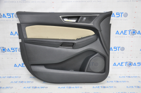 Door trim card front left Ford Edge 15-18 black leather with beige insert scratches, for cleaning