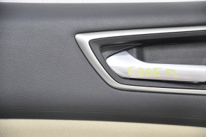 Door trim card front left Ford Edge 15-18 black leather with beige insert scratches, for cleaning
