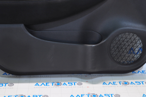Door trim card front left Nissan Leaf 13-17 black with black insert leather, armrest cloth, minor scratches