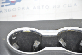 Central console armrest and cup holders Ford Mustang mk6 15- complete leather black, cracked leather, chrome peeling