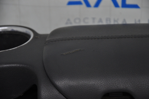 Central console armrest and cup holders Ford Mustang mk6 15- complete leather black, cracked leather, chrome peeling