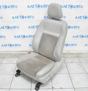 Driver's seat Toyota Camry v50 12-14 usa without airbag, electric, heated, gray leather + suede, dry-cleanable, cracks in leather