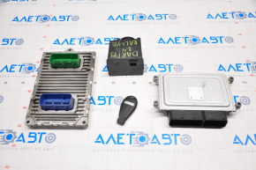 ECU engine computer with key Dodge Dart 13-16 2.4 with TCM 68258734AB, with IGNITION MODULE 56046803AK, opened by TCM