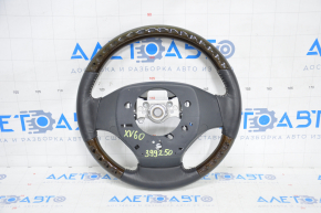 Bare steering wheel Lexus ES300h ES350 13-15 prerest, black leather, dark wood scratches, burnt upper part