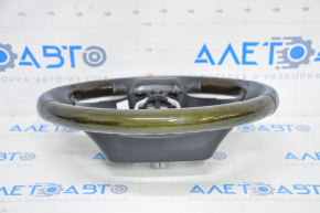 Bare steering wheel Lexus ES300h ES350 13-15 prerest, black leather, dark wood scratches, burnt upper part