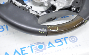 Bare steering wheel Lexus ES300h ES350 13-15 prerest, black leather, dark wood scratches, burnt upper part