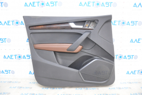 Door trim card front left Audi Q5 80A 18-20 black, with wood insert, brown armrest