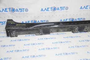 Right threshold Lexus ES300h ES350 13-18 black sawed, fasteners torn, dented, missing fastener fragment, torn