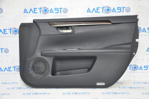 Door trim card front right Lexus ES300h ES350 13-18 black leather, molding under dark wood scratches
