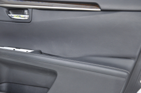 Door trim card front right Lexus ES300h ES350 13-18 black leather, molding under dark wood scratches