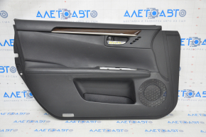 Door trim card front left Lexus ES300h ES350 13-18 black leather, molding under dark wood, under seat memory