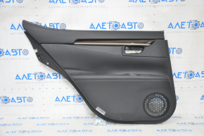 Door trim card rear left Lexus ES300h ES350 13-18 black leather, molding under dark wood scratches
