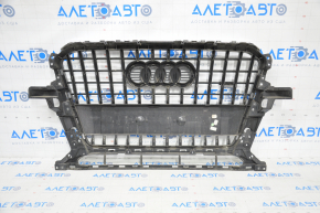 Radiator grill Audi Q5 8R 13-17 rest without parking sensors, gloss, chrome, sand, scratches, chrome swelled, paint peeled off the lining