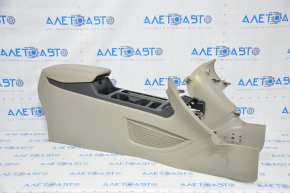 Console center armrest and cup holders Ford Escape MK3 17- gray, leather, scratches, water damage