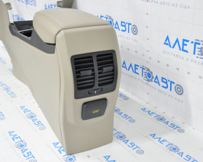 Console center armrest and cup holders Ford Escape MK3 17- gray, leather, scratches, water damage