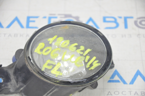 Fog light left Nissan Rogue 14-16 broken housing and reflector on spare parts, sand